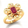 22K Gold Butterfly with Red Beryl look zircon stone Ring 